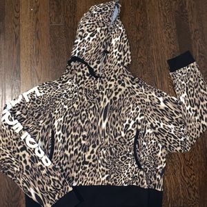Happiness cropped leopard sweatshirt